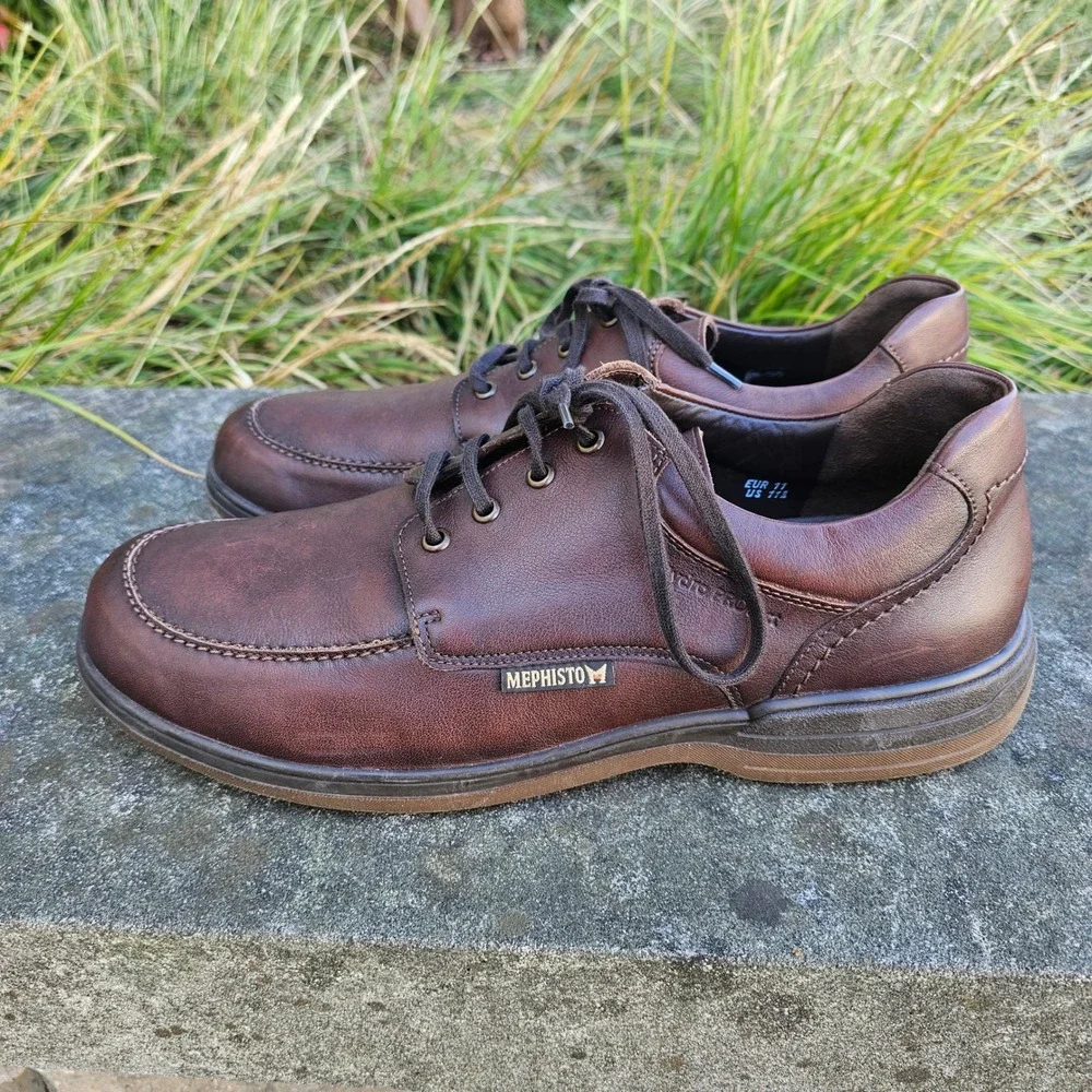 Mephisto Douk Brown Leather Loafer Casual Orthopedic Lace Up‎ Shoes Men US 11B